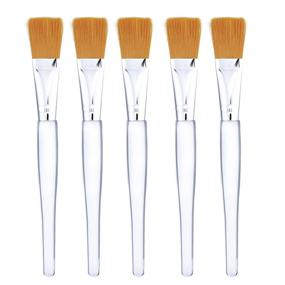 img 3 attached to 💛 5-Pack Facial Mask Brush Makeup Brushes with Clear Plastic Handle - Silver with Yellow Brush