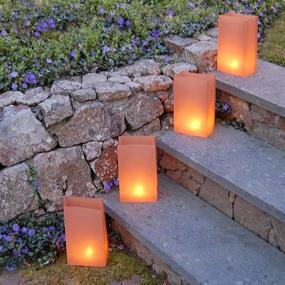 img 1 attached to 🕯️ LumaBase Battery Operated LumaLite Luminaria Kit with Timer - Tan, 6 Count: Enhance Your Decor with a Convenient Glow!