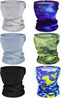 🏽 boao kids summer neck gaiter ice silk face cover bandanas: stylish non-slip balaclava neck cover - 6 piece set (solid and printed color) logo