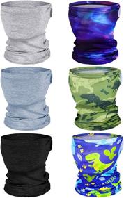 img 4 attached to 🏽 Boao Kids Summer Neck Gaiter Ice Silk Face Cover Bandanas: Stylish Non-Slip Balaclava Neck Cover - 6 Piece Set (Solid and Printed Color)