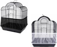 🐦 2 pack airy gauze bird cage seed catcher guard: dust-proof universal accessories for parrots - nylon mesh net cover, stretchy shell skirt, soft and versatile (black + white) logo