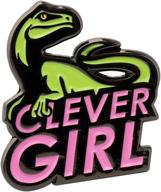 🦖 ujims movies inspired clever girl dinosaur enamel lapel pin: the perfect gift for dinosaur fans logo