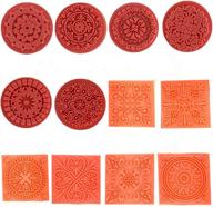 12-piece wooden stamps set by magnoloran - retro vintage floral flower patterns for diy crafts, card making, planner & scrapbooking supplies logo
