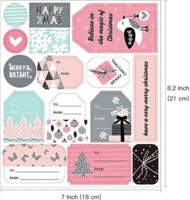 img 3 attached to 144 Festive WRAPAHOLIC Christmas Gift Tag Stickers – Beautiful, Pink Labels for Wrapping Paper, Gift Bags & Envelopes