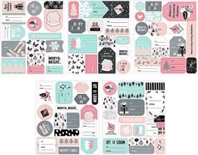 img 4 attached to 144 Festive WRAPAHOLIC Christmas Gift Tag Stickers – Beautiful, Pink Labels for Wrapping Paper, Gift Bags & Envelopes