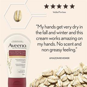 img 3 attached to 👐 Aveeno Skin Relief Intense Moisture Hand Cream - Soothing Oat, Rich Emollients, 24 Hour Moisture - Fragrance and Steroid Free, 3.5 oz WHITE