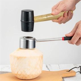 img 1 attached to 🥥 Premium Stainless Steel Coconut Opener Tool Set - Food Grade, Non-Slip Handle, Lightweight and Portable