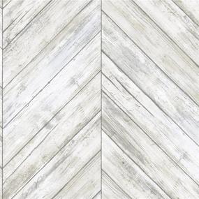 img 4 attached to 🏞️ Enhance Your Space with RoomMates White Herringbone Wood Peel and Stick Wallpaper: RMK11453WP