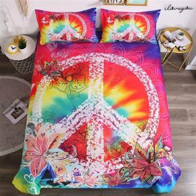 img 4 attached to 🌈 Hippie Psychedelic Tie-Dyed Backdrop Peace Sign Duvet Cover Set - Colorful Watercolor Art Bedding for Boys and Girls (Twin Size) - Includes 1 Duvet Cover and 1 Pillowcase (Comforter Not Included)