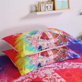 img 2 attached to 🌈 Hippie Psychedelic Tie-Dyed Backdrop Peace Sign Duvet Cover Set - Colorful Watercolor Art Bedding for Boys and Girls (Twin Size) - Includes 1 Duvet Cover and 1 Pillowcase (Comforter Not Included)