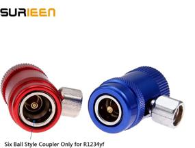 img 1 attached to 🔌 Efficient R1234yf Quick Couplers: High/Low Side Manual Couplers for A/C Refrigerants Manifold Gauge Set, 1/4" Male Port, Quick Connect Adapters & AC Hose Fitting Connectors Replacement