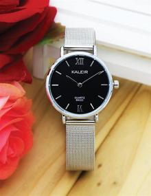 img 1 attached to 👩 Business Women's Watch: Stylish Black Dial with Mesh Band in Silver