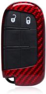 🔑 genuine carbon fiber key fob cover for dodge/chrysler/fiat smart car remote key - red logo