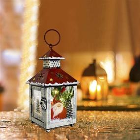 img 2 attached to Waroom Red Metal LED Hanging Lantern: Festive Christmas Decor for Indoor and Outdoor Use
