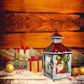 img 3 attached to Waroom Red Metal LED Hanging Lantern: Festive Christmas Decor for Indoor and Outdoor Use