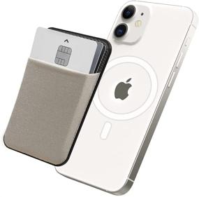 img 4 attached to Sinjimoru M-Basic Grey Magnetic Wallet: Stretchy Fabric Cell Phone Card Holder for iPhone 12 Pro & iPhone 13 Series, Stick On Phone Wallet with Apple Magsafe