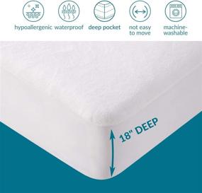 img 1 attached to 🛏️ Waterproof Terry Cotton Split Head Mattress Protector - Elastic Fitted Sheet Style for Adjustable Beds or Half Split Bed (King-34 Split - White Solid)