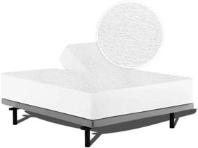 img 3 attached to 🛏️ Waterproof Terry Cotton Split Head Mattress Protector - Elastic Fitted Sheet Style for Adjustable Beds or Half Split Bed (King-34 Split - White Solid)