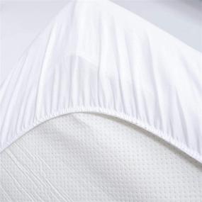 img 2 attached to 🛏️ Waterproof Terry Cotton Split Head Mattress Protector - Elastic Fitted Sheet Style for Adjustable Beds or Half Split Bed (King-34 Split - White Solid)