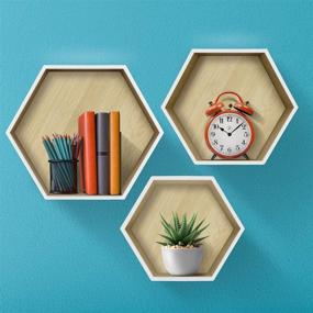 img 1 attached to 📸 Sorbus Floating Shelf Hexagon Set – Honeycomb Wall Mounted Shelves: Stylish Decorative Display for Collectibles, Photos Frames, Plants, and More (Set of 3 – White)