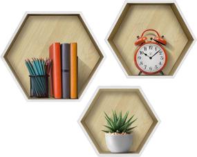 img 2 attached to 📸 Sorbus Floating Shelf Hexagon Set – Honeycomb Wall Mounted Shelves: Stylish Decorative Display for Collectibles, Photos Frames, Plants, and More (Set of 3 – White)