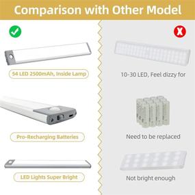 img 2 attached to 🔦 Vimcazle 54-LED Motion Sensor Cabinet Lights: Wireless USB Rechargeable, Uniform Light for Kitchen, Wardrobe, Cupboard - 2 Pack