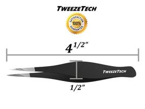 img 2 attached to Professional Grade Stainless Steel Tweezers Set - Precision, Slant, Flat - Black - Best Kit for Women and Men, Eyebrow, Ingrown Hair, Splinter, Model, Grooming & Hobby - TweezeTech+