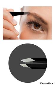 img 3 attached to Professional Grade Stainless Steel Tweezers Set - Precision, Slant, Flat - Black - Best Kit for Women and Men, Eyebrow, Ingrown Hair, Splinter, Model, Grooming & Hobby - TweezeTech+