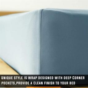 img 1 attached to WdFour Box Spring Cover - Hotel Quality Elastic Bed Skirt Wrap Around - Mattress Protector Encasement - Easy Fit, Wrinkle and Fade Resistant - Solid Silky Fabric - Stone Blue - Full/Full XL