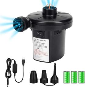 img 4 attached to Electric Air Pump for Inflatables – Rechargeable Battery Air Mattress Pump with 3 Nozzles for Air Beds, Pool Toys, and Swimming Rings
