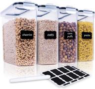 🥣 bpa free cereal storage containers set - 4 piece airtight large dry food storage containers (135.2oz) with labels & pen - fooyoo логотип