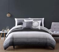 🛏️ avondale manor cypress queen bed set: 10 piece reversible comforter, hypoallergenic down alternative bedding, queen sheet set, 2 pillow cases, 3 decorative pillows, 2 pillow shams, black grey logo