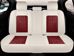 img 3 attached to VAVOLO Car Seat Covers Full Set Faux Leatherette Waterproof Seat Covers For Cars Universal Fit For Auto Pick-Up Jeep SUV - Crimson White