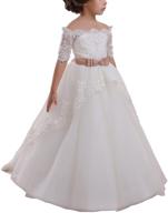 👗 elegant first communion dress for girls, ages 2-12, with lace beading logo