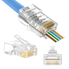 img 3 attached to 🔌 VCELINK RJ45 Cat5e/Cat5 Pass Through Connectors - 100-Pack: Modular Plugs for Solid or Stranded UTP Network Cable