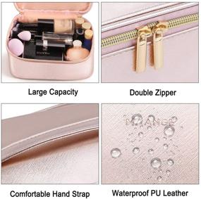 img 1 attached to 🌹 MAANGE Rose Gold Makeup Bag Set: Portable Cosmetic Organizer with Waterproof Toiletry Bags for Women and Girls - 3 Pcs Travel Set with Large Capacity and Golden Zipper