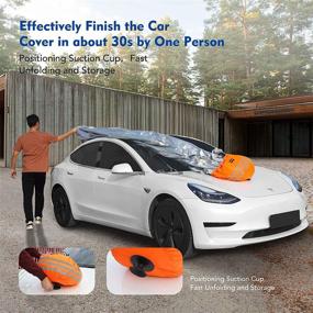 img 3 attached to 🚗 KIWISMART Waterproof All Weather Car Cover for Tesla Model 3 2017-2021, Easy 30-Second Setup, Rain & UV Protection, Includes Charging Port, Outdoor Dustproof Snowproof Windproof Sedan Accessories