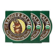 🖐️ badger hardworking hands healing balm - aloe vera & wintergreen, certified organic hand repair balm - 0.75 oz (3 pack) logo