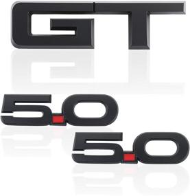 img 3 attached to Ford Mustang Badge Decal Set: GT Emblem + 5.0 Emblem x 2 (Matte Black)