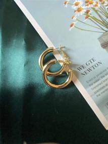 img 2 attached to Large Chunky Gold Hoop Earrings Set of 3 - Thick Open Hoops Jewelry for Women and Girls