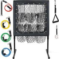 🎯 epushus portable baseball and softball pitching net practice with 9 pocket target, strike zone, adjustable height - includes 4 resistance bands with grip, bat handle, and ball trainer логотип