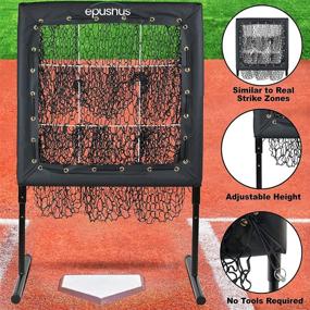 img 1 attached to 🎯 EPUSHUS Portable Baseball and Softball Pitching Net Practice with 9 Pocket Target, Strike Zone, Adjustable Height - Includes 4 Resistance Bands with Grip, Bat Handle, and Ball Trainer