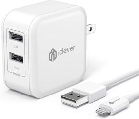 img 4 attached to iClever iPhone iPad Charger: 24W Dual Port USB Wall Charger with MFI Certified Lightning Cable - Compatible with iPhone 12 11 Pro/Xs/XS Max/XR/X/8/7/6/6S/Plus/SE, iPad Air 2/Pro/Mini 3 and More!