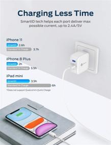 img 3 attached to iClever iPhone iPad Charger: 24W Dual Port USB Wall Charger with MFI Certified Lightning Cable - Compatible with iPhone 12 11 Pro/Xs/XS Max/XR/X/8/7/6/6S/Plus/SE, iPad Air 2/Pro/Mini 3 and More!