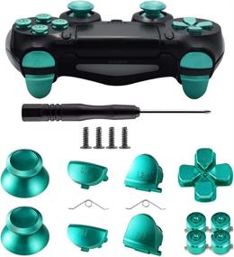 img 4 attached to 🎮 TOMSIN Metal Buttons for PS4 Controller Gen 1: Upgraded Aluminum Metal Thumbsticks, Analog Grip, Bullet Buttons, D-pad, L1 R1 L2 R2 Triggers (Green)