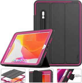 img 4 attached to SEYMAC Stock Case for iPad 10.2 2020/2019, Protective iPad 10.2 inch Smart Cover Auto Sleep Wake with Leather Stand Feature for 8th/7th Generation New iPad in Black/Rose