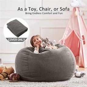 img 3 attached to 🪑 Nobildonna Bean Bag Chair Cover (No Filler): Extra Large 300L Soft Corduroy Beanbag for Stuffed Animal Storage - Ideal for Kids and Adults