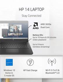 img 1 attached to 💻 HP 14" HD Laptop 2021 - Lightweight, AMD 3020e (Up to 2.6GHz), 8GB RAM, 128GB SSD + 64GB eMMC, 1 Year Office 365, WiFi, Bluetooth 5, USB Type-A&C, HDMI, Webcam, Windows 10, with Ghost Manta Accessories