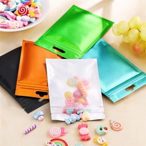 img 3 attached to 🔒 200 Pack Mylar Zipper Bags, Aluminum Foil Flat Pouches for Food Storage, Metallic Mylar Bags with Zipper (Multicolor, 8 x 13 cm)