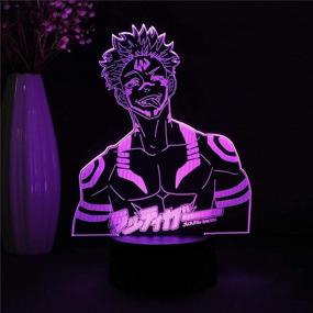 img 4 attached to Anime Jujutsu Kaisen Ryomen Sukuna Figure: 3D LED Night Light - Perfect Manga Desk Lamp for Bedroom Decoration, Home Decor, and Birthday Gift for Kids - Child-Safe Bedside Lamp